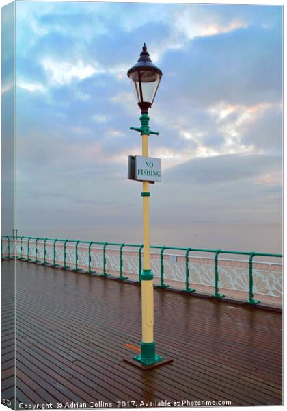 Victorian Lamp Post on Penarth Pier Canvas Print by Adrian Collins