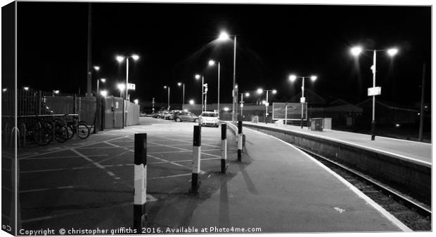 Railway Station in Black & White Canvas Print by christopher griffiths