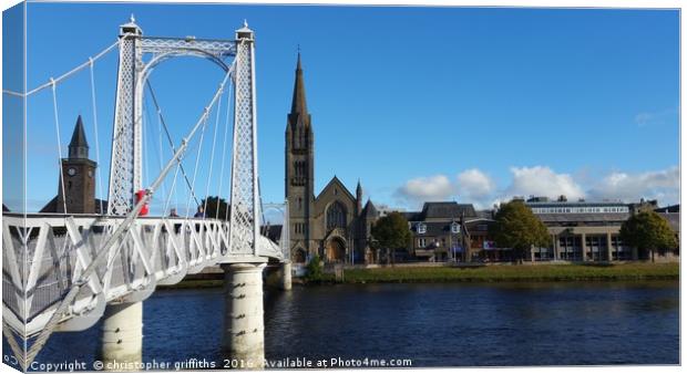 Grieg St Bridge & Free Church Side by Side Canvas Print by christopher griffiths