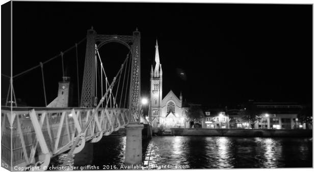 Black & White Bridge Canvas Print by christopher griffiths