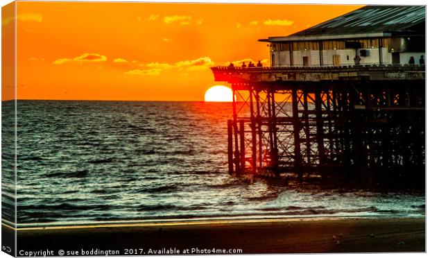 Blackpool pier at sunset Canvas Print by sue boddington