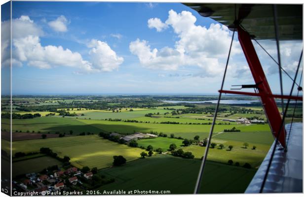 Norfolk, From the wing of a Tigermoth. Canvas Print by Paula Sparkes