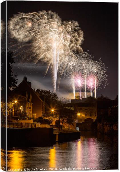 Fireworks at Norwich Castle 2018 Canvas Print by Paula Sparkes