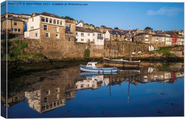 Newlyn Harbour Reflections Canvas Print by Gary Parker