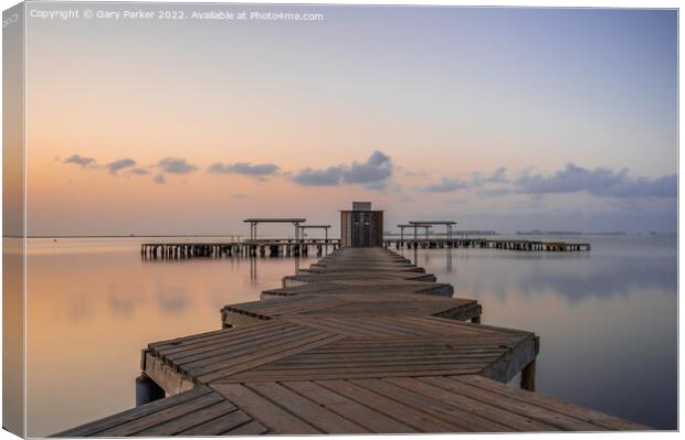 Jetty at Sunrise Canvas Print by Gary Parker