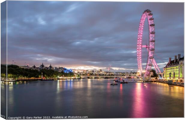 The London Eye at night Canvas Print by Gary Parker