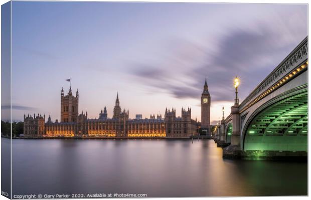The Houses of Parliament, London, at sunset Canvas Print by Gary Parker