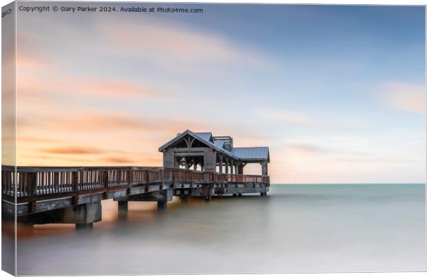 Wooden Jetty at Sunrise Canvas Print by Gary Parker