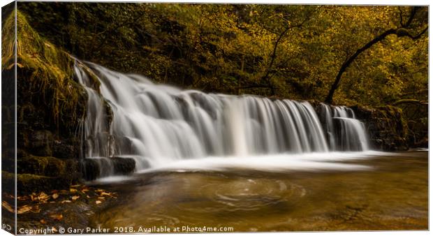 Waterfall with smooth water in the autumn Canvas Print by Gary Parker