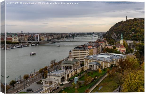 The river Danube, through Budapest, looking south  Canvas Print by Gary Parker