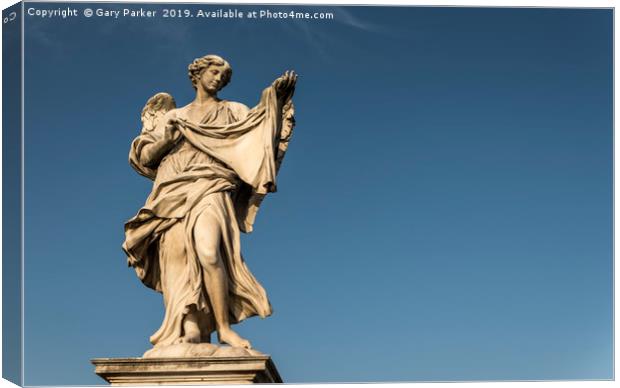 A large, stone statue of an angel, Rome Canvas Print by Gary Parker