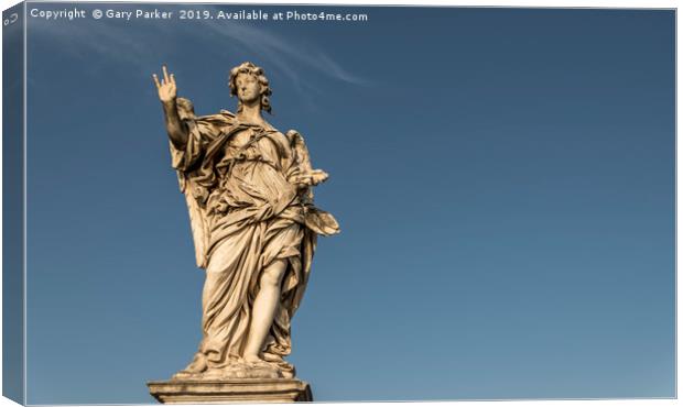 A large, stone statue of an angel, Rome Canvas Print by Gary Parker