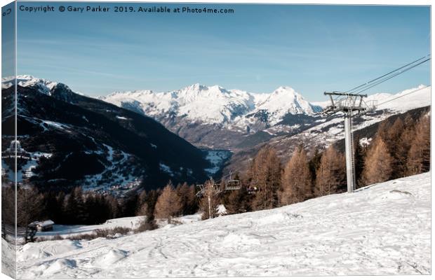 French Alps, with ski lift Canvas Print by Gary Parker
