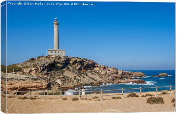 Cabo de Palos lighthouse, in Murcia, Spain Canvas Print by Gary Parker