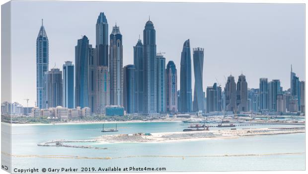 Skyscrapers of Dubai Marina. Canvas Print by Gary Parker