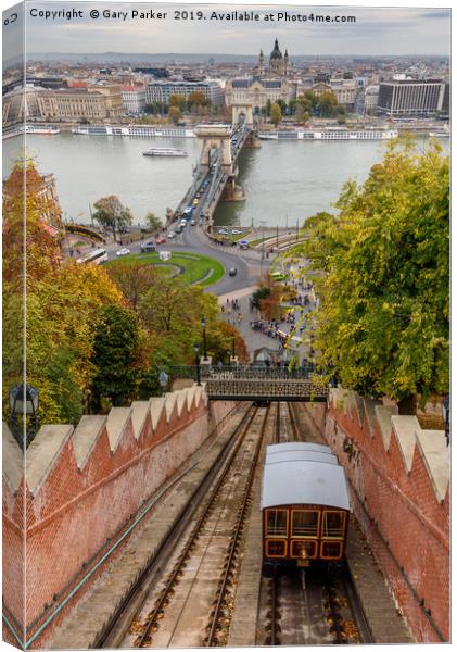 Funicular railway to Buda Castle, Budapest Canvas Print by Gary Parker