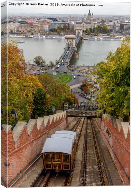 Funicular railway to Buda Castle, Budapest Canvas Print by Gary Parker