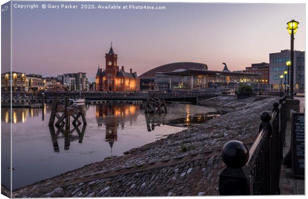Cardiff Bay Pier Head Building, at sunrise Canvas Print by Gary Parker
