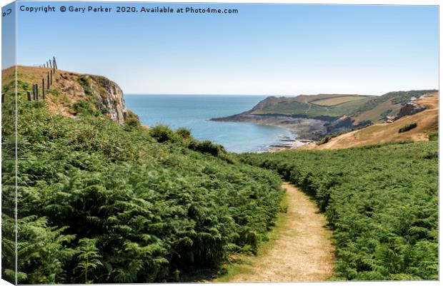A path leading through foliage, towards the sea Canvas Print by Gary Parker