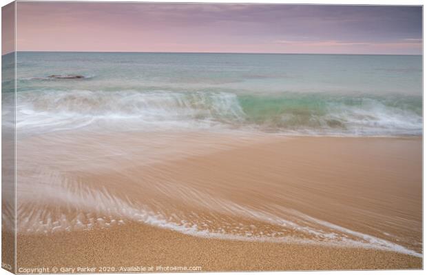 waves on a Mediterranean beach, at sunrise	 Canvas Print by Gary Parker