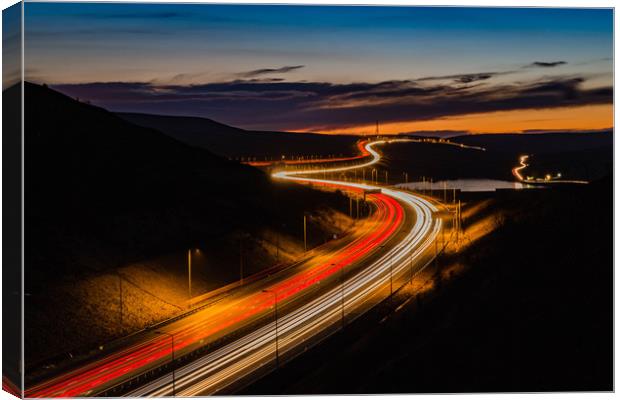 M62 Light Trails  Canvas Print by Mark S Rosser