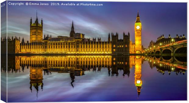 The Palace of Westminster Canvas Print by E J T Photography