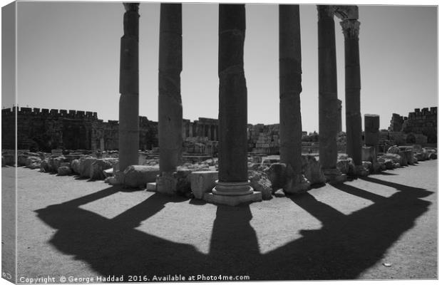 Baalbek Ruins Canvas Print by George Haddad