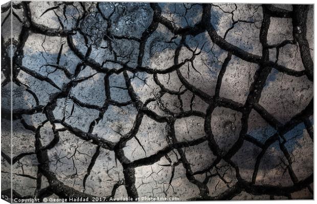 Crack in the sand. Canvas Print by George Haddad