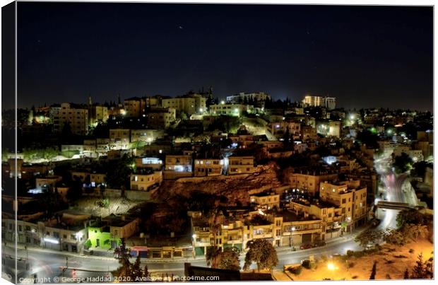 Amman By Night Canvas Print by George Haddad