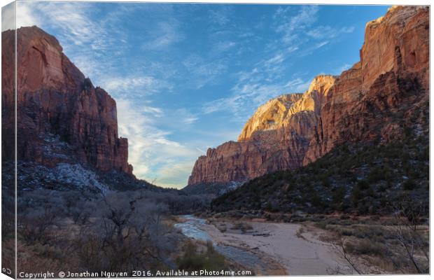 Zion Valley at Sunrise Canvas Print by jonathan nguyen
