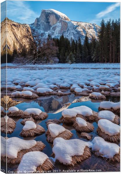 Half Dome And Its Reflection Canvas Print by jonathan nguyen