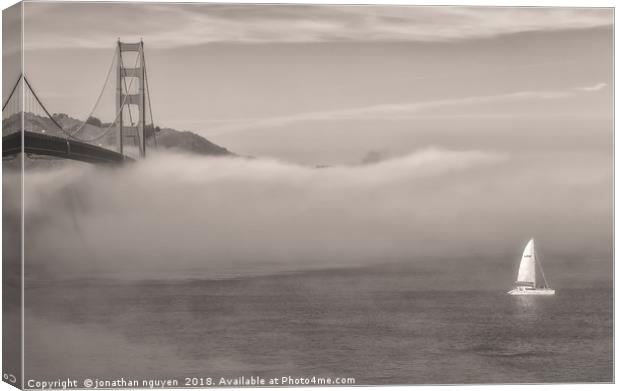 San Francisco Bay Fog Sepia Canvas Print by jonathan nguyen