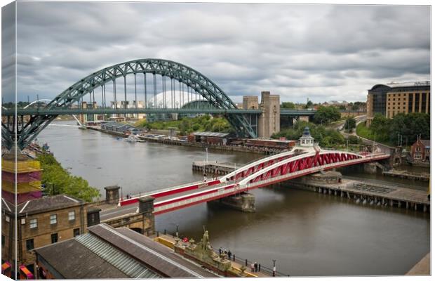 Newcastle Tyne and Swing Bridges Canvas Print by Rob Cole