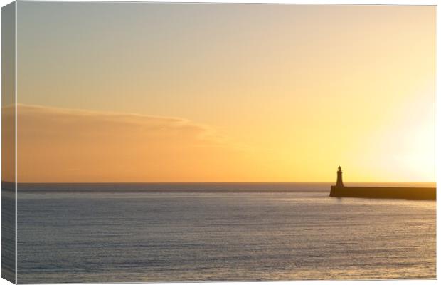 North Pier and Lighthouse, Tynemouth Canvas Print by Rob Cole
