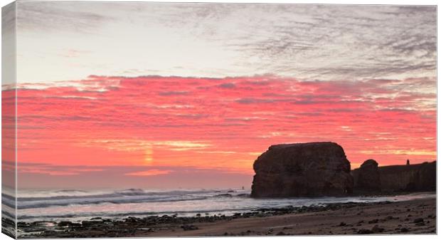 Majestic Sunrise at Marsden Rock Canvas Print by Rob Cole