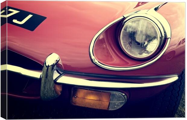 Red E-Type Headlight Canvas Print by Rob Cole