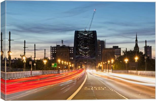 Tyne Bridge Light Trails, Newcastle Canvas Print by Rob Cole