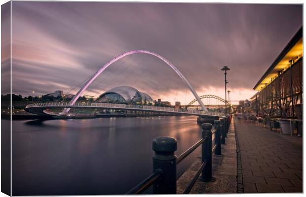 Iconic Gateshead Millennium Bridge at Dusk Canvas Print by Rob Cole