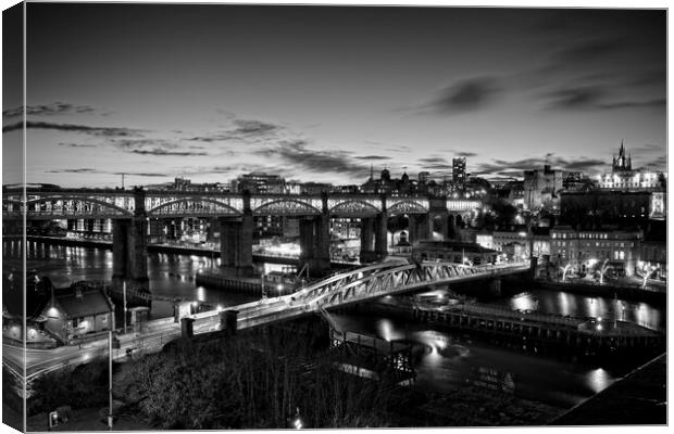 Tyne Bridges at Dusk Canvas Print by Rob Cole