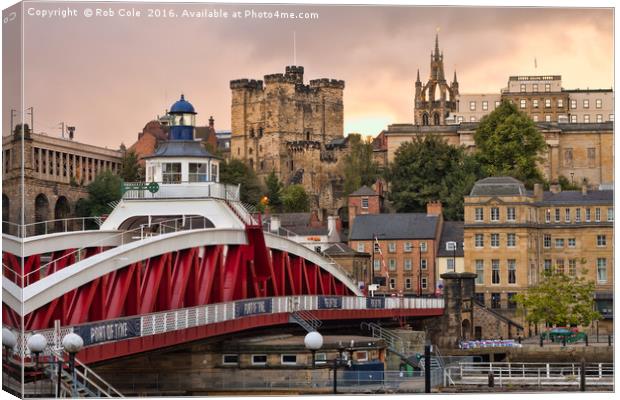 The Swing Bridge and City Skyline, Newcastle, Tyne Canvas Print by Rob Cole