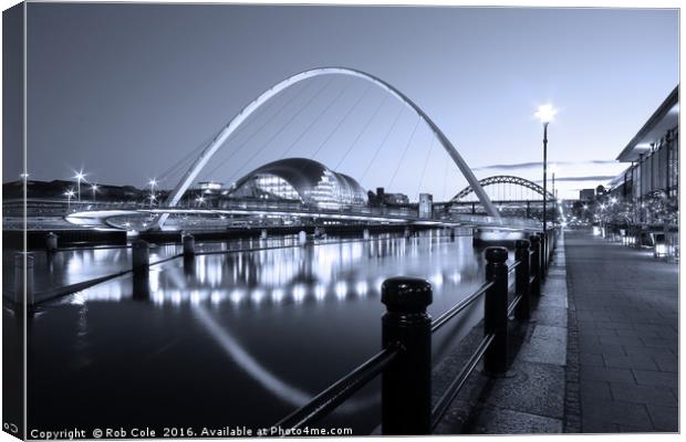 Newcastle-Gateshead Millennium Bridge, Tyne and We Canvas Print by Rob Cole