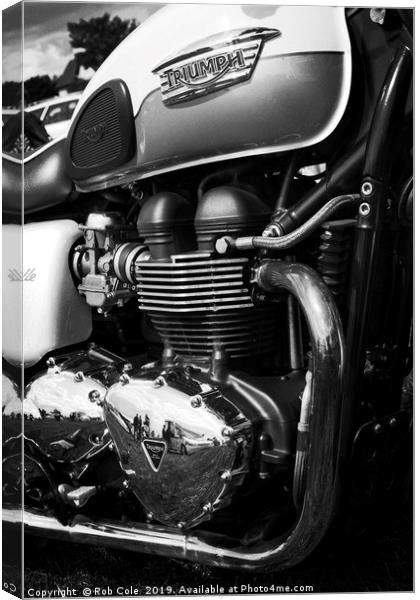 Triumph Bonneville Motorcycle Engine Canvas Print by Rob Cole