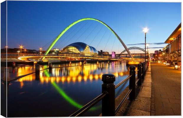 Tyne Bridges, Newcastle-Gateshead at Dusk Canvas Print by Rob Cole