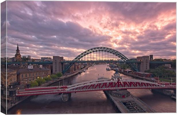 Newcastle Tyne Bridges at Dawn Canvas Print by Rob Cole