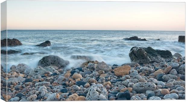 North Sea Waves, Trow Beach Canvas Print by Rob Cole