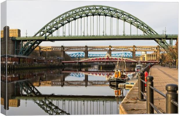 Tyne Bridges Reflections, Newcastle Canvas Print by Rob Cole