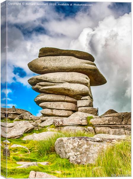 Cheesewring Granite Tor, Bodmin Moor, Cornwall Canvas Print by Richard Jemmett