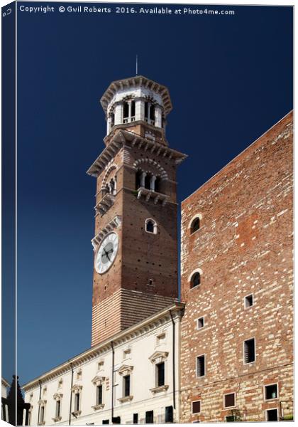 Clock Tower Verona Canvas Print by Gwil Roberts
