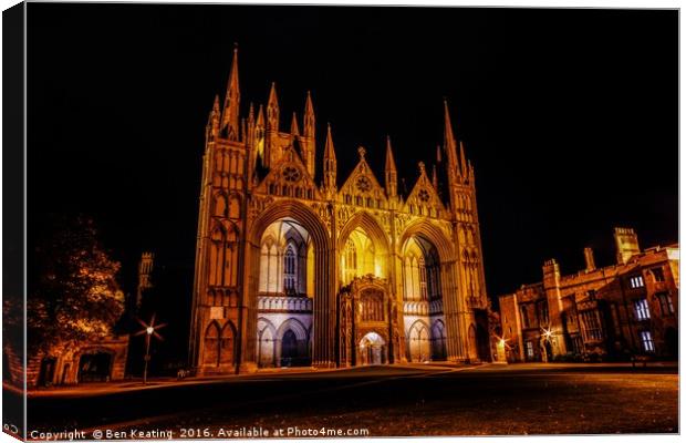 Peterborough Cathedral at Night Canvas Print by Ben Keating