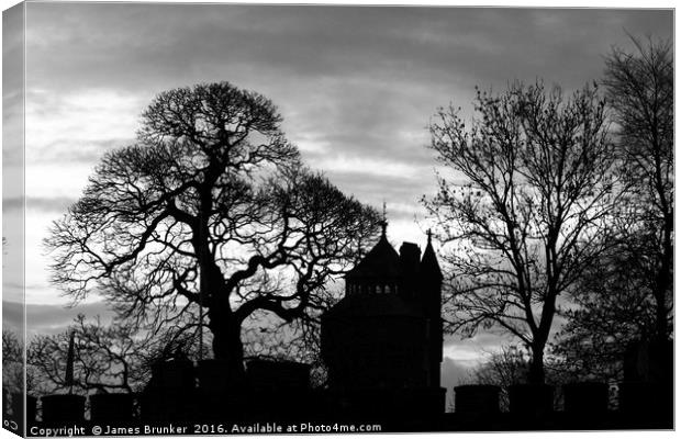 Cardiff Castle Winter Silhouettes Black & White Canvas Print by James Brunker